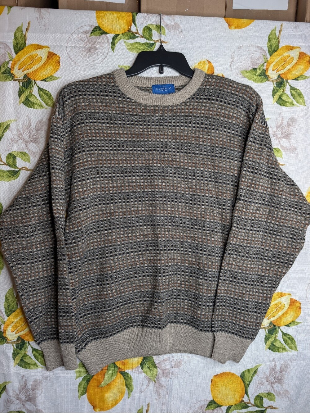 Towncraft JCPenney Brown Oatmeal Heather Pullover Knit Sweater Men’s L